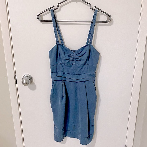 Aritzia Wilfred Converible Smocked Mini Dress Blue size 2 - Picture 1 of 16